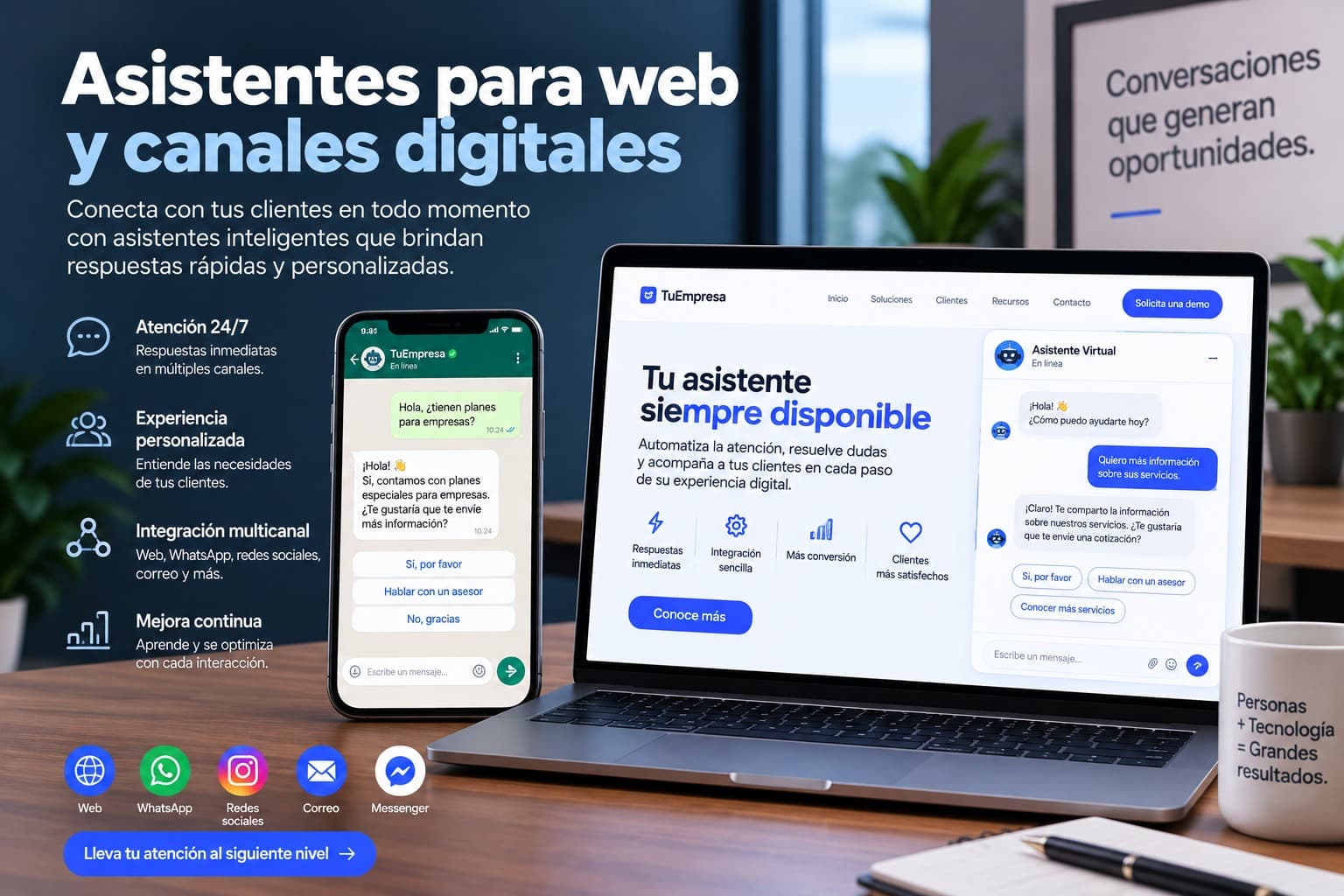 Asistentes inteligentes para web y canales digitales