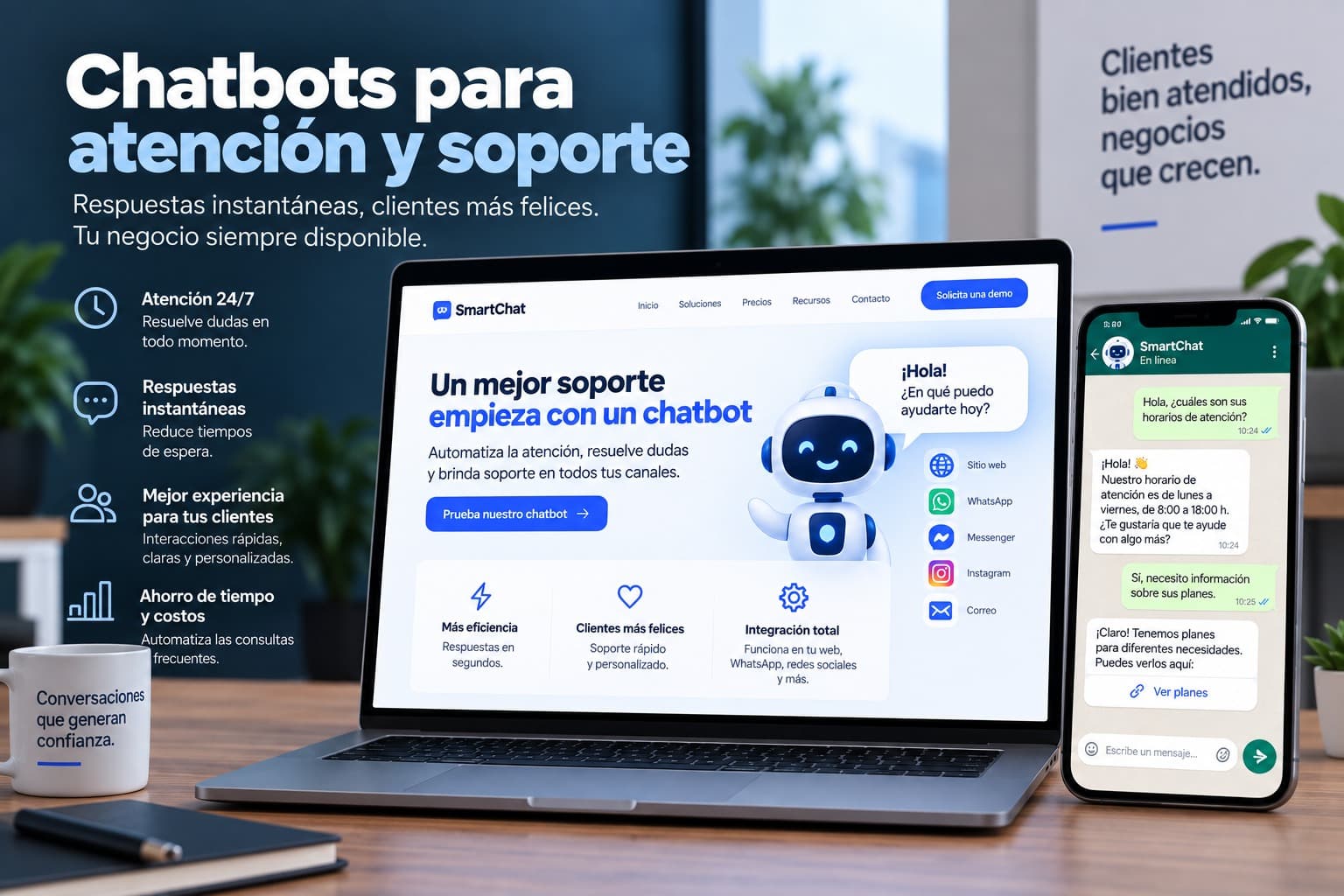 Chatbots para atención y soporte